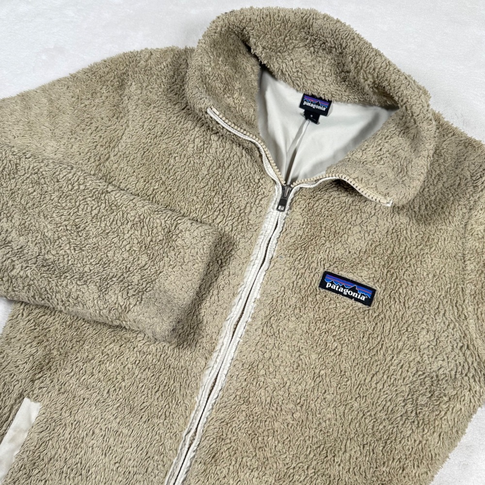 Patagonia Los Gatos Sherpa Fleece Jacket Full Zip Beige Women Small